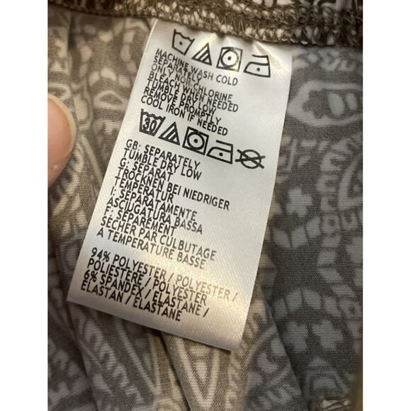 Attitudes Renee 2XP Brown White Floral Geometric Wide Leg Pants Tropical Resort - Picture 6 of 7